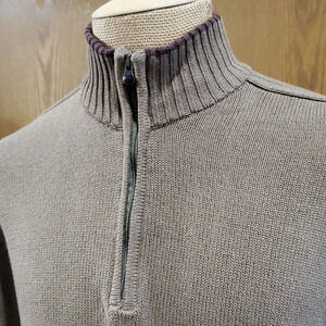 Columbia tan ribbed 1/4 zip warm cotton sweater